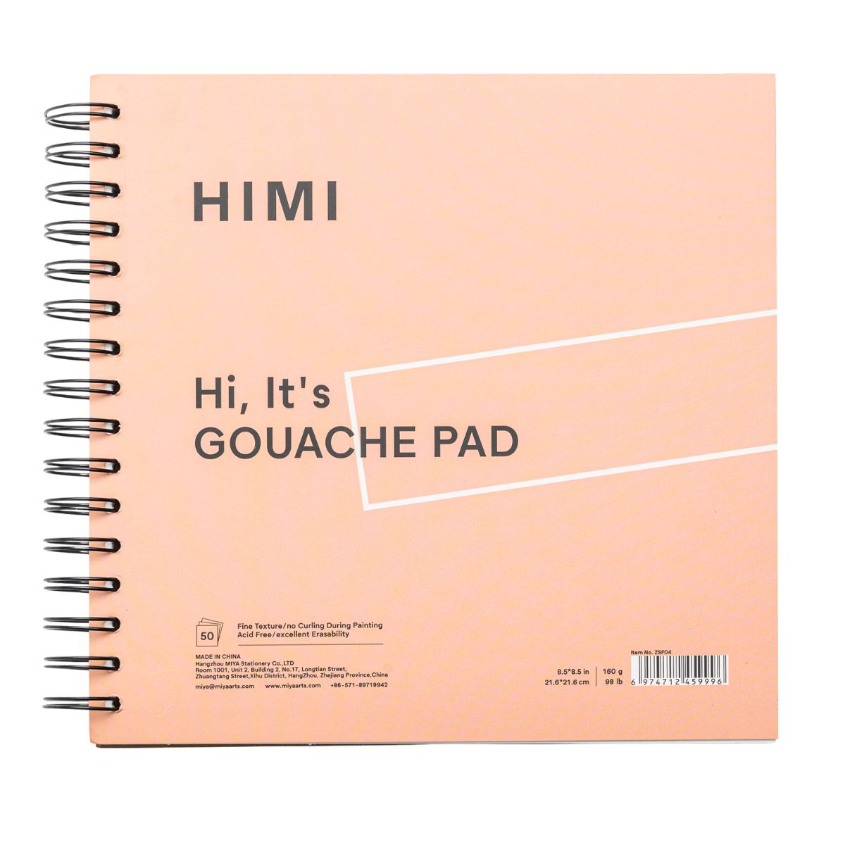 Bloco de Papel Para Guache Himi 160g/m² 21,6x21,6cm 50 Folhas