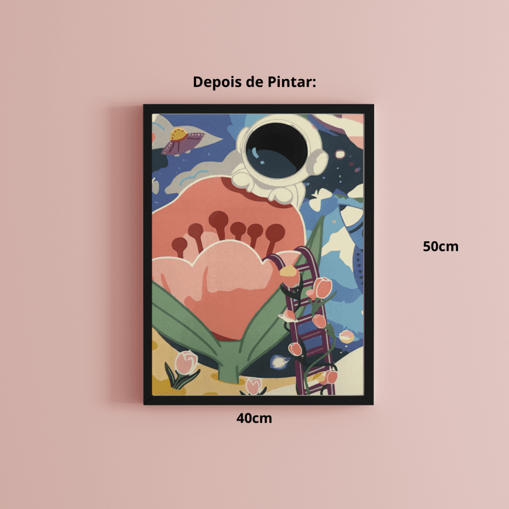 Conjunto Pintura Numerada Arte Terapia 40X50cm Astronauta