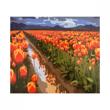 Conjunto Pintura Numerada Arte Terapia 40X50cm Campo de Tulipas