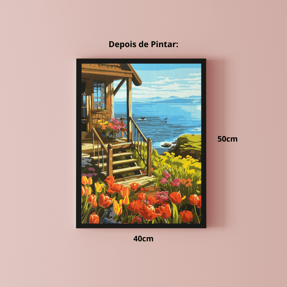 Conjunto Pintura Numerada Arte Terapia 40X50cm Casinha de Campo