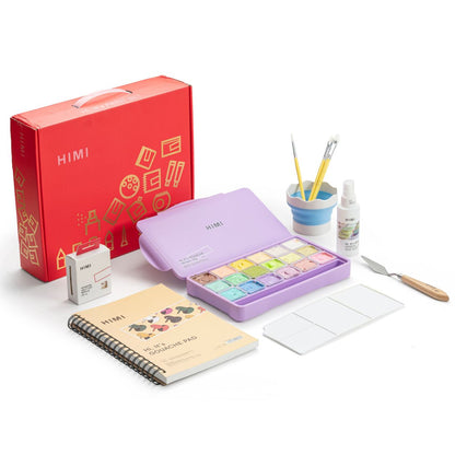 Conjunto Completo para Pintura Guache Himi C/ 18 Cores + 13 Acessórios
