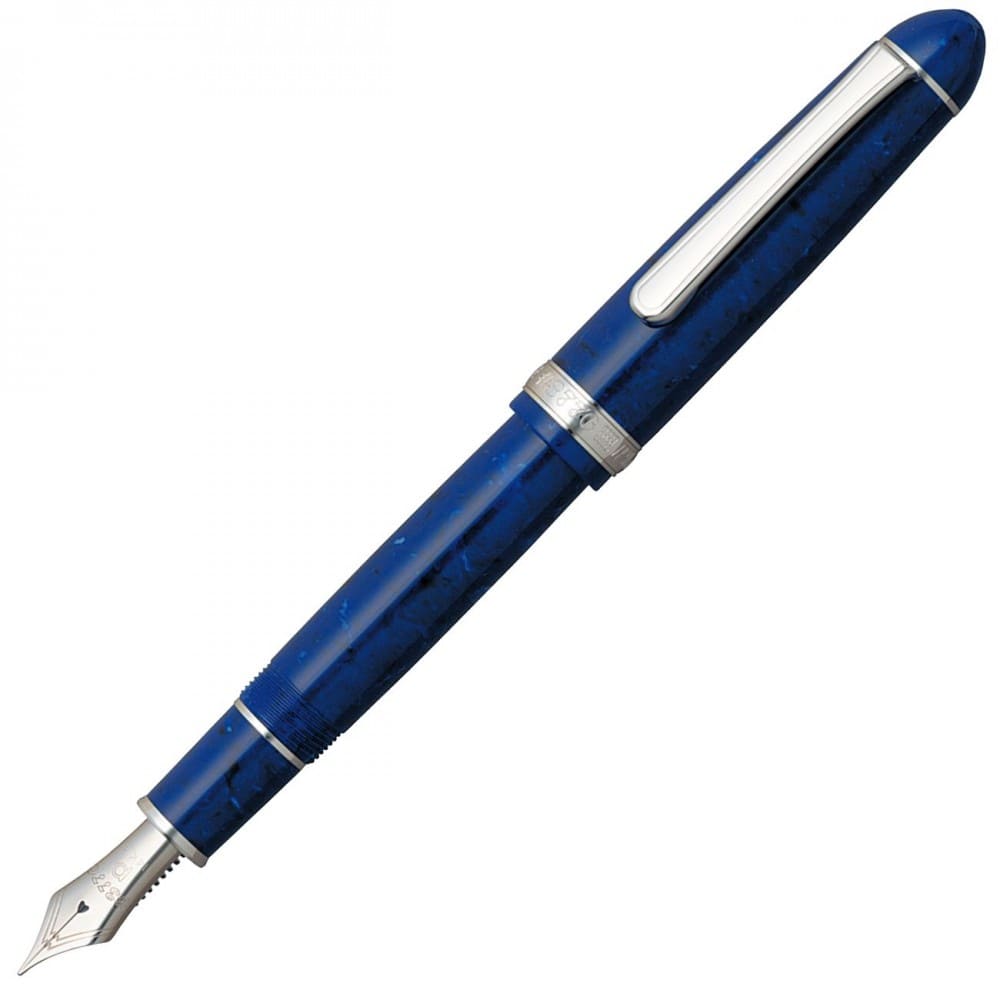 Caneta Tinteiro Platinum Celluloid Midnight Blue Pena de Ouro 14K M