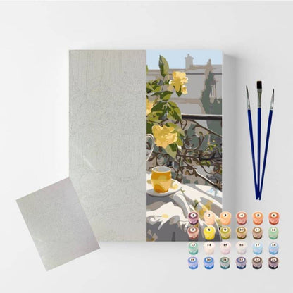 Conjunto Pintura Numerada Arte Terapia 40X50cm Chá Na Varanda