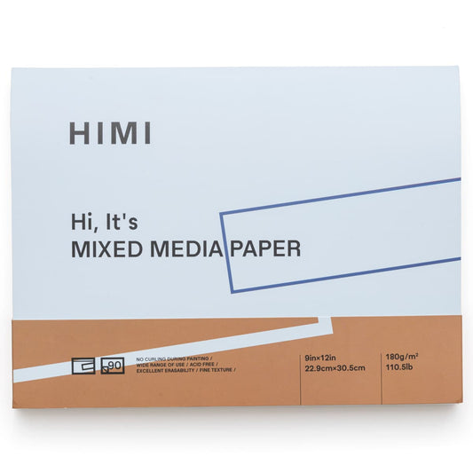 Bloco de Papel Mixed Media Himi 180g/m² 22,9x30,5cm 90 Folhas