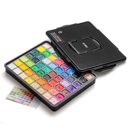 Estojo Preto C/ Tinta Guache Profissional Himi 56 Cores (Tradicionais/Metálicas/Neon)