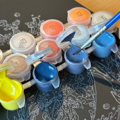 Conjunto Pintura Numerada Arte Terapia 30X30cm Carpas Coloridas