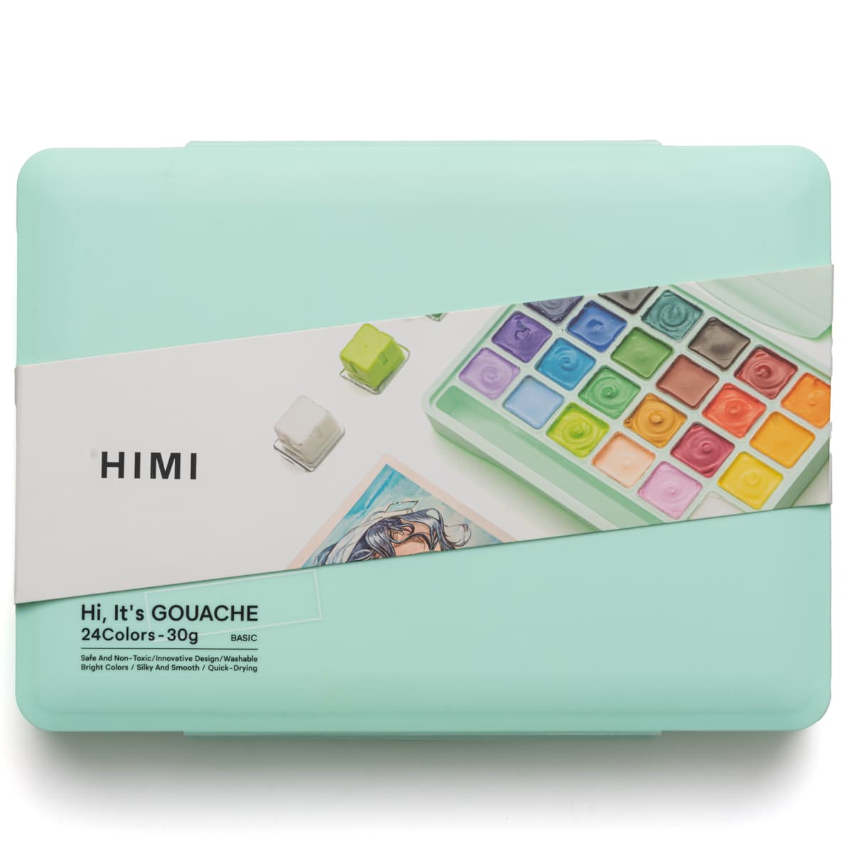 Tinta Guache Profissional Himi 24 Cores Estojo Verde