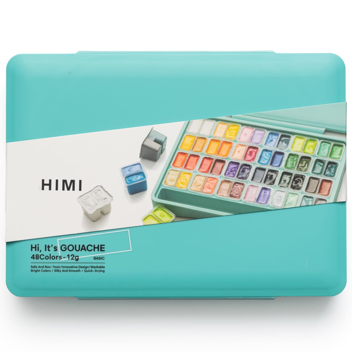Tinta Guache Profissional Himi 48 Cores Estojo Turquesa