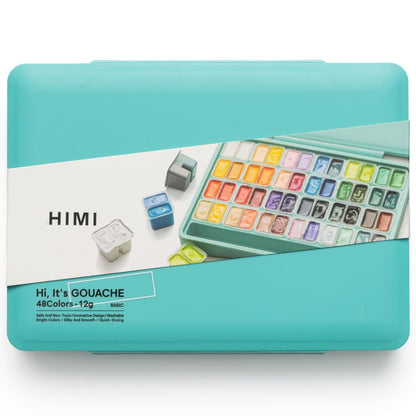 Tinta Guache Profissional Himi 48 Cores Estojo Turquesa