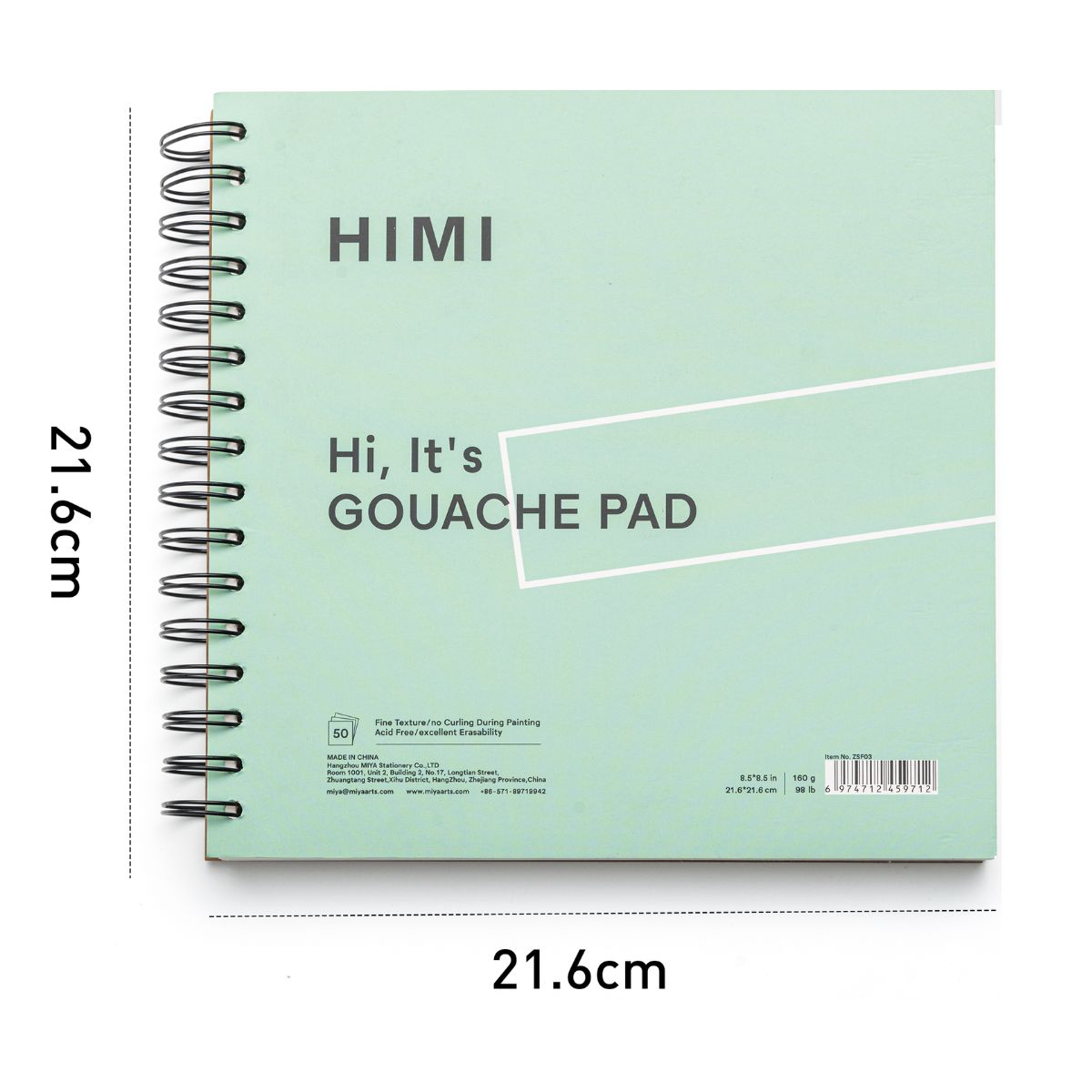 Bloco de Papel Para Guache Himi 160g/m² 21,6x21,6cm 50 Folhas