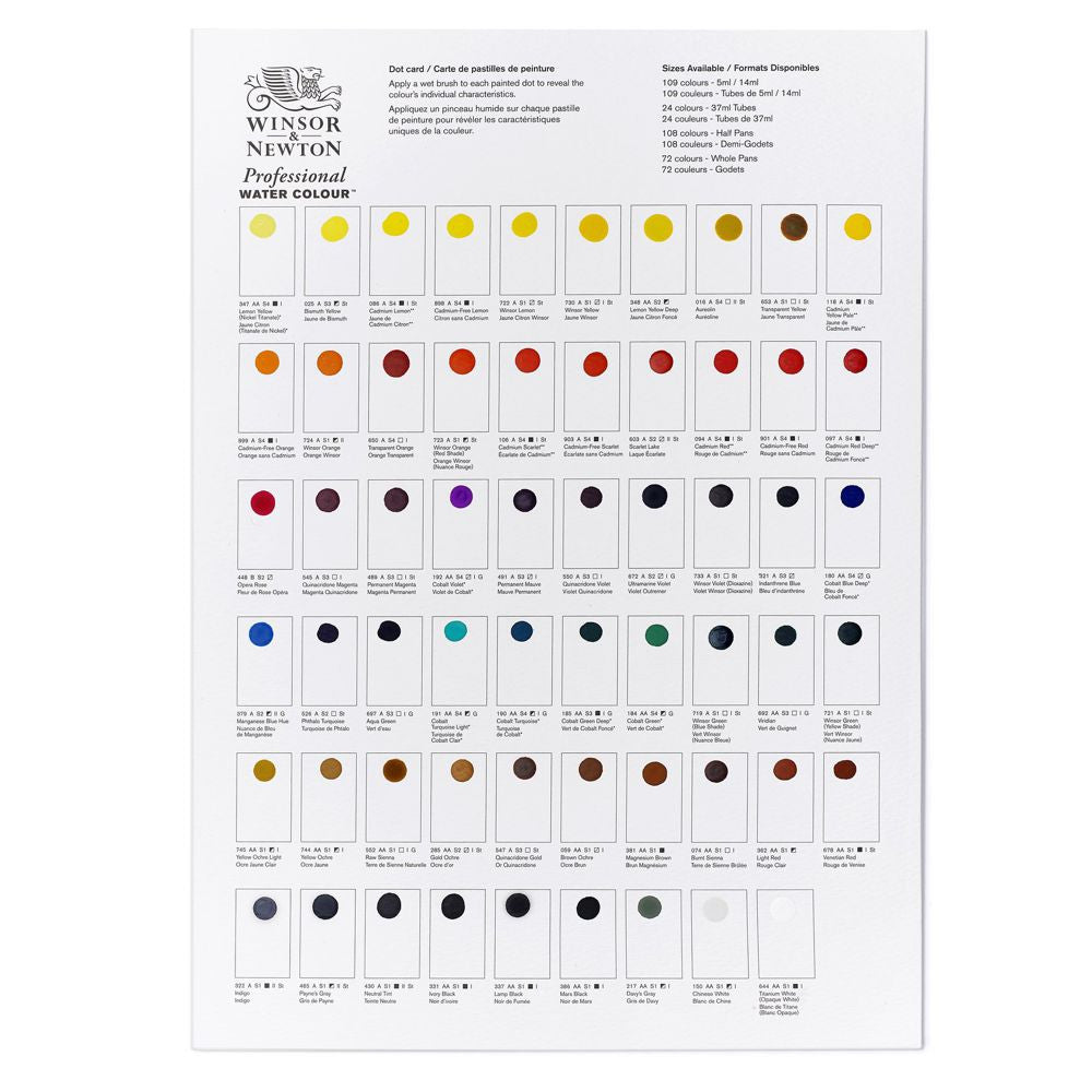 Cartela de Cores Aquarela Winsor & Newton Profissional 