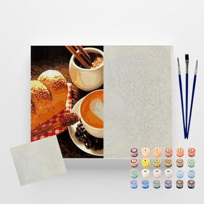 conjunto pintura numerada arte terapia 40x50cm café da tarde