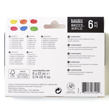 Tinta Acrílica Liquitex Basics 22ml 6 Cores Fluorescentes