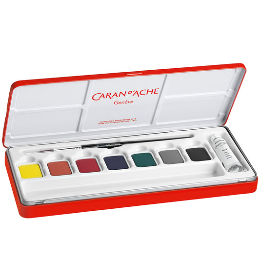 Tinta Gouache Studio Caran d'Ache 8 Cores Pastilha