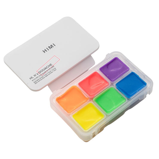 Estojo de Tinta Guache Profissional Himi C/ 6 Cores Fluorescentes
