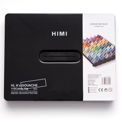 Estojo Preto C/ Tinta Guache Profissional Himi 112 Cores