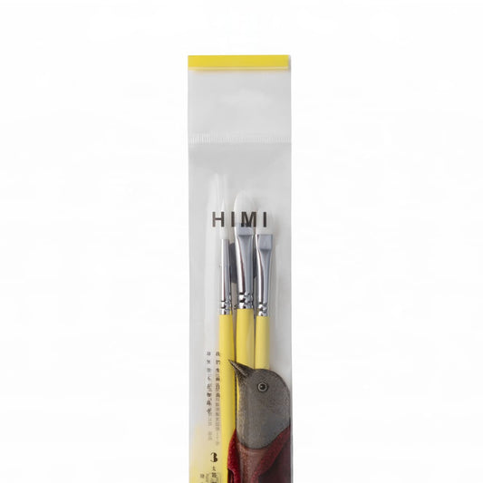 Kit De Pincéis Amarelo Himi Para Guache 3 Unidades