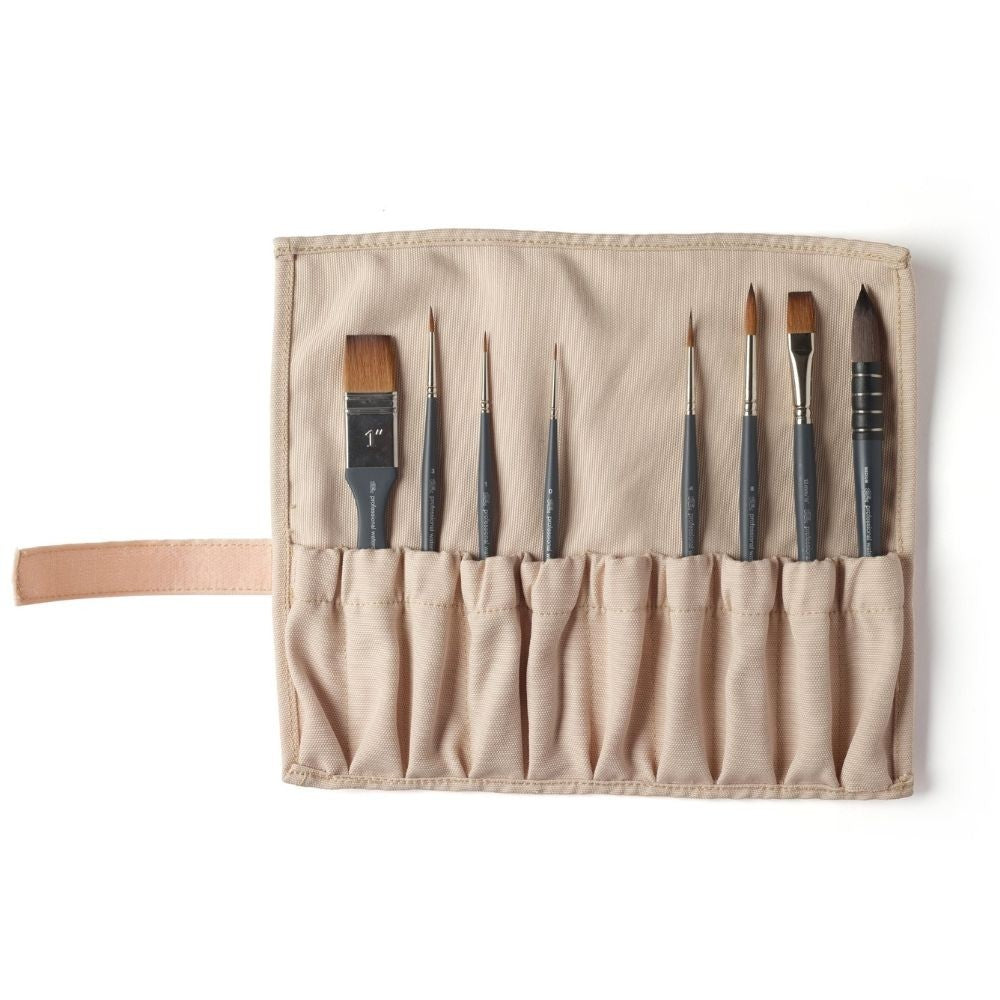Kit Pincéis Winsor & Newton Profissional Sintéticos C/8 E Porta Pincel