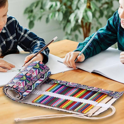 Estojo Enrolável em Tecido Sinoart – 72 Compartimentos para Lápis e Outros