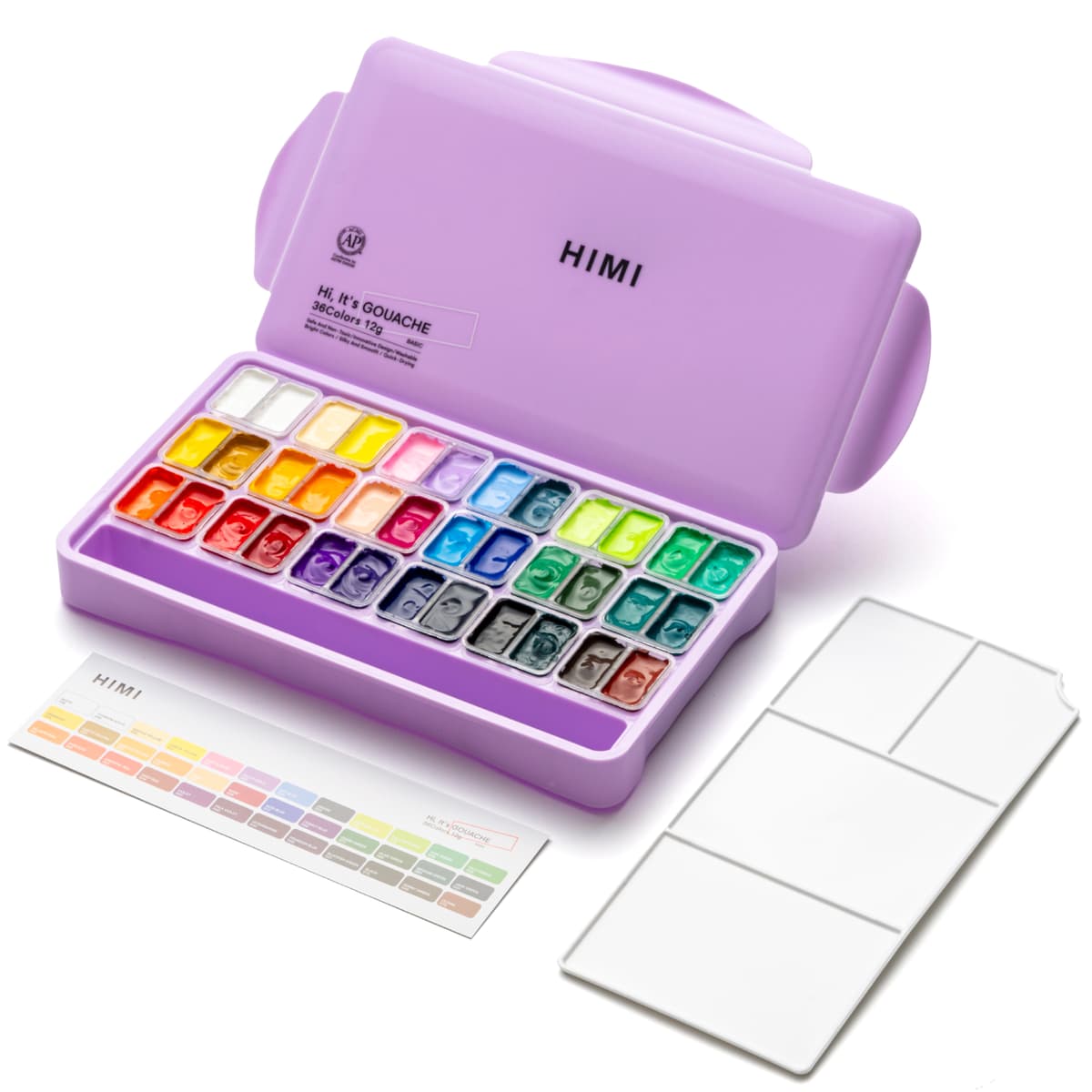 Tinta Guache Profissional Himi 36 Cores Estojo Roxo