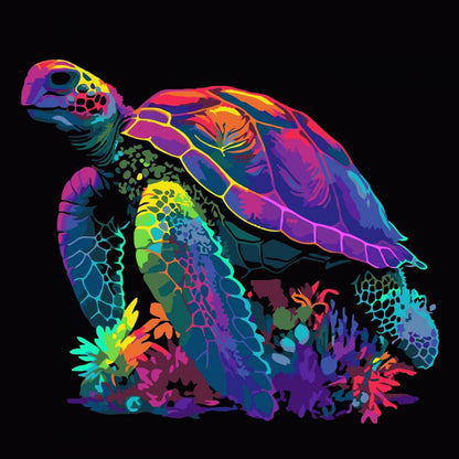 Conjunto Pintura Numerada Arte Terapia 30X30cm Tartaruga Mágica