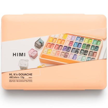 Tinta Guache Profissional Himi 48 Cores Estojo Pêssego