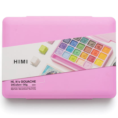 Tinta Guache Profissional Himi 24 Cores Estojo Rosa