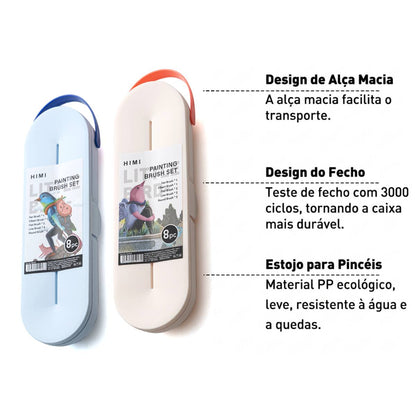 Kit De Pincéis Rosa Himi Para Guache 8 Unidades