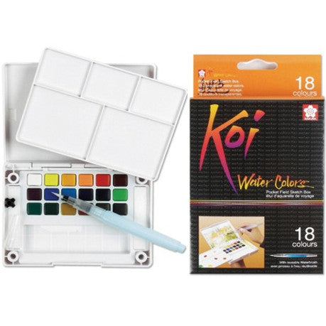 Aquarela em Pastilha KOI Sakura 18 Cores