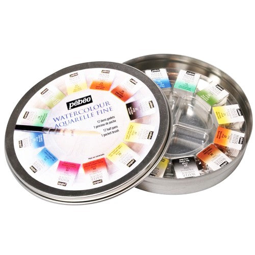 Aquarela em Pastilha Profissional Pebeo 12 Cores HP12