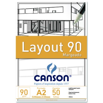 Bloco de Papel Layout Margeado Canson 90g/m² A2