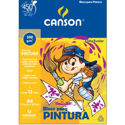 Bloco de Papel Para Pintura Canson Escolar 300g/m² A4 Branco