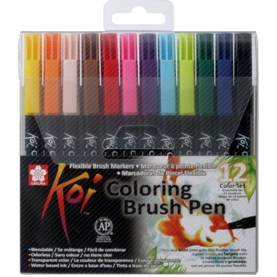 Caneta  Ponta de Pincel Koi Sakura 12 Cores