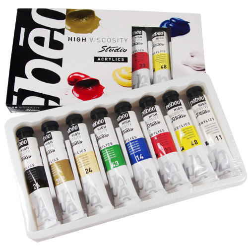 Estojo Tinta Acrílica Importada Pebeo 20ml 08 Cores