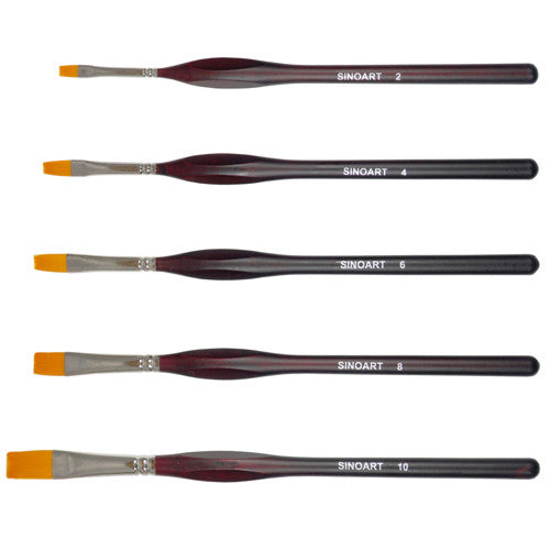 Kit de Pincéis Chato Sintético Sinoart  05 Peças SFB0192