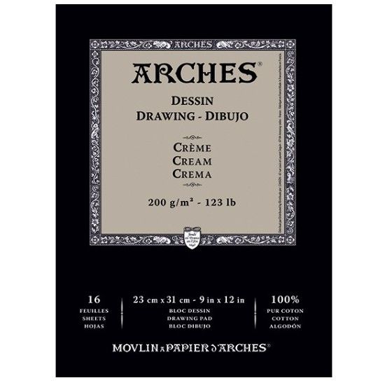 Bloco de Papel Para Desenho Profissional Arches Creme 200g/m²