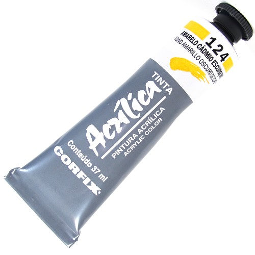Tinta Acrílica Corfix 37ml 124 Amarelo Cádmio Escuro Imit.