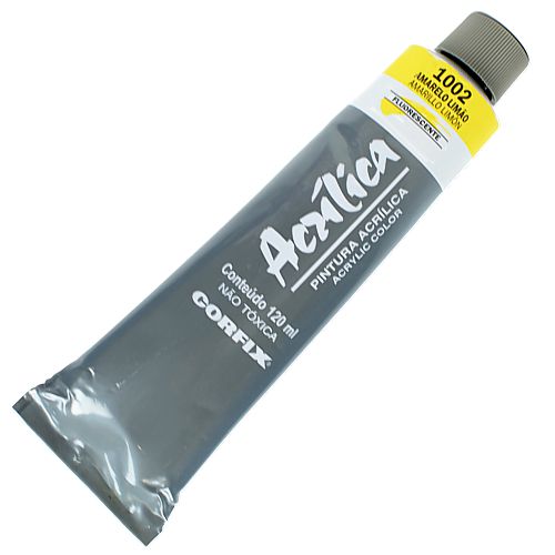 Tinta Acrílica Fluorescente Corfix 120ml 1002 Amarelo Limão