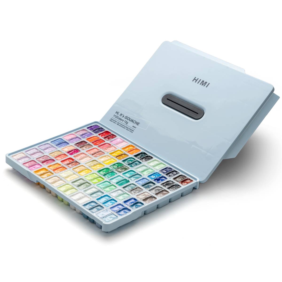 Estojo Azul C/ Tinta Guache Profissional Himi 112 Cores