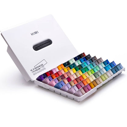 Estojo Branco C/ Tinta Guache Profissional Himi 112 Cores