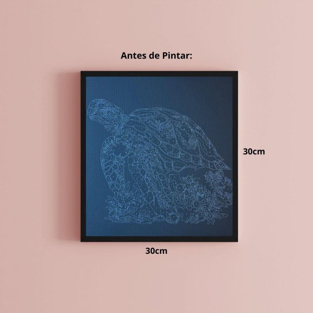 Conjunto Pintura Numerada Arte Terapia 30X30cm Tartaruga Mágica