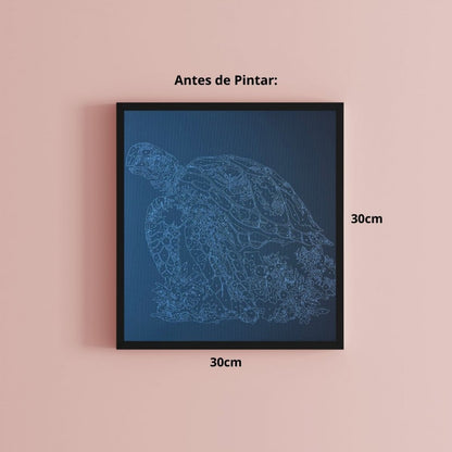 Conjunto Pintura Numerada Arte Terapia 30X30cm Tartaruga Mágica