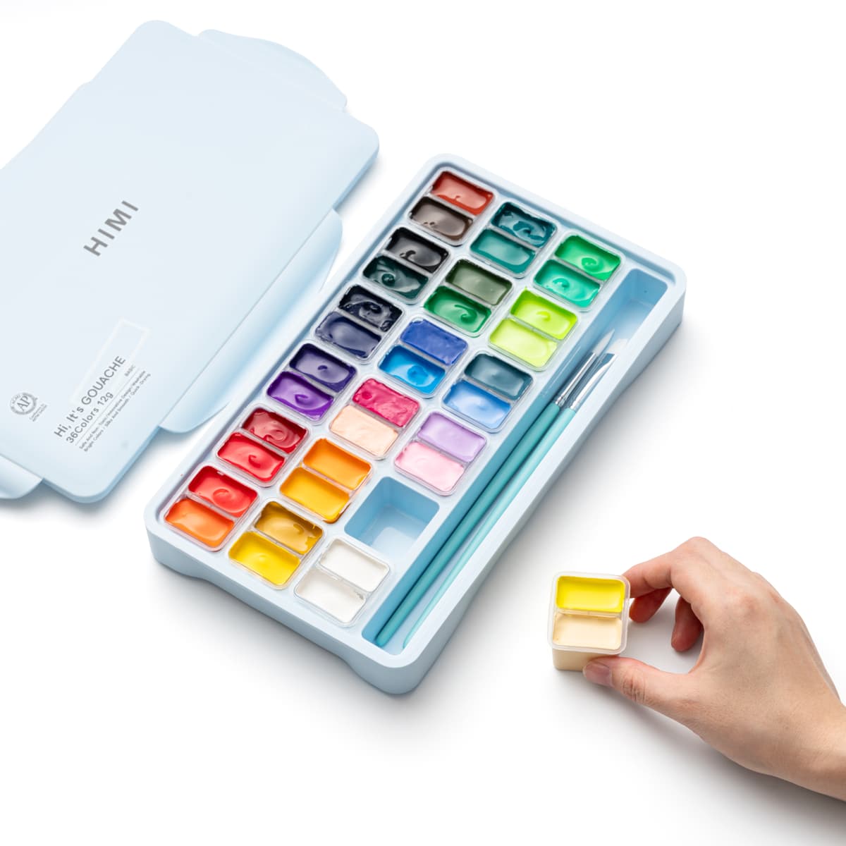 Tinta Guache Profissional Himi 36 Cores + 3 Pincéis
