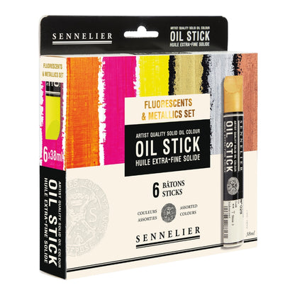 Bastão de Tinta Óleo Sennelier Extra Fine 06 Cores Fluorescents & Metallics