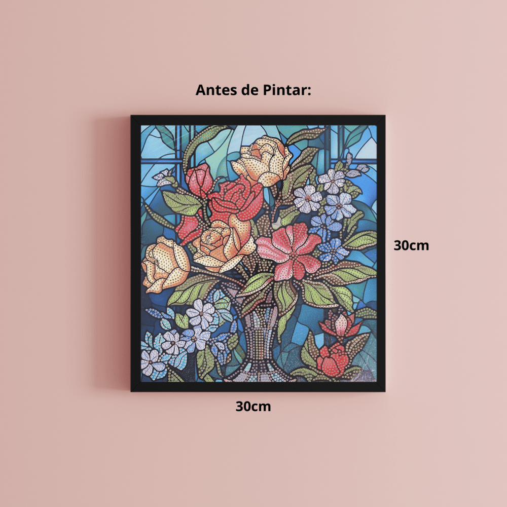 Conjunto Pintura Diamante Sinoart 30X30cm Vaso de Flores