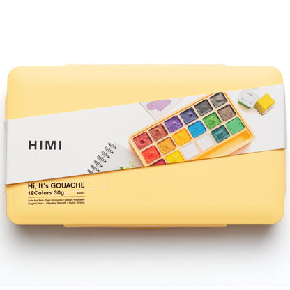 Tinta Guache Profissional Himi 18 Cores Estojo Amarelo