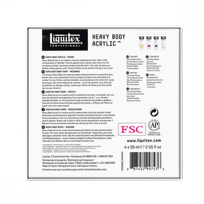 Estojo Tinta Acrílica Liquitex Heavy Body 59ml 04 Cores