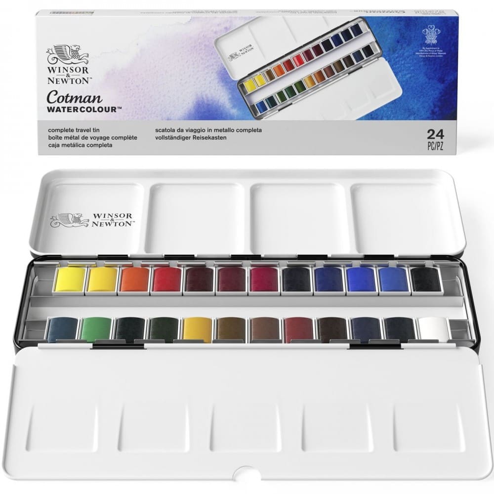 tinta aquarela winsor & newton cotman sketch box 24 cores