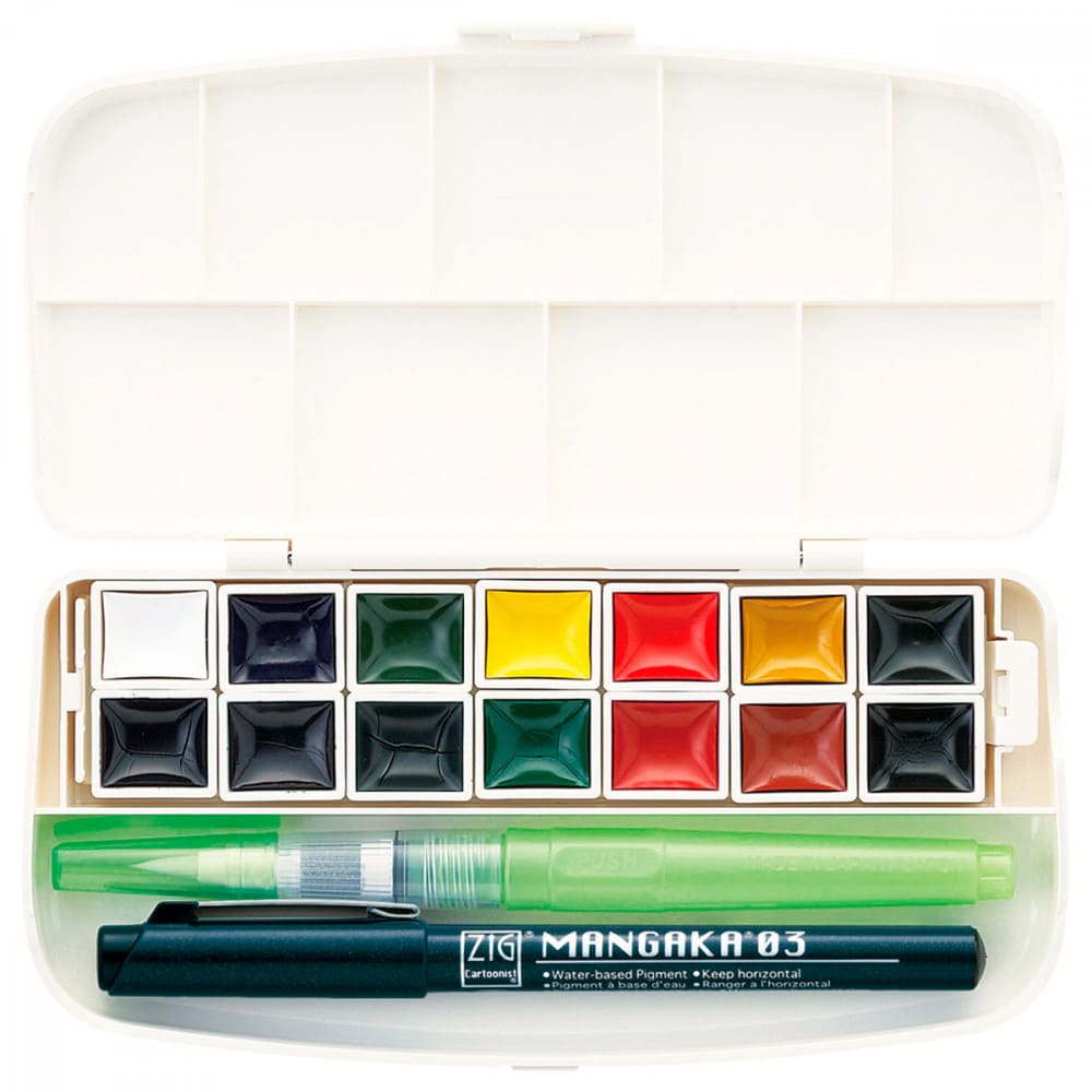 Aquarela Kuretake Gansai Tambi 14 Cores Transparent