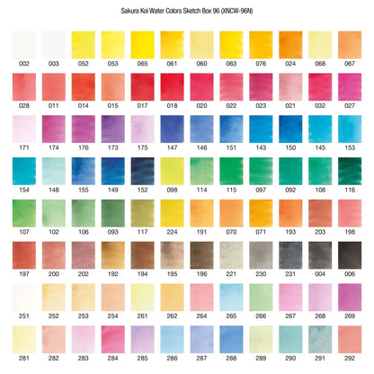 Tinta Aquarela em Pastilha KOI Sakura 96 Cores